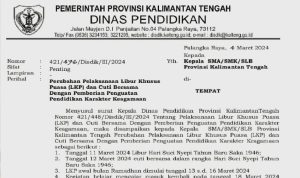 Disdik Kalteng Tetapkan Libur Khusus Puasa dan Cuti Bersama