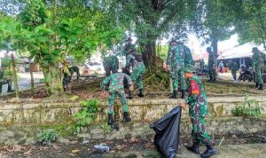 Peringati Hari Juang TNI AD Kodim 1013 Mtw Laksanakan Karya Bakti Pembersihan Pasar